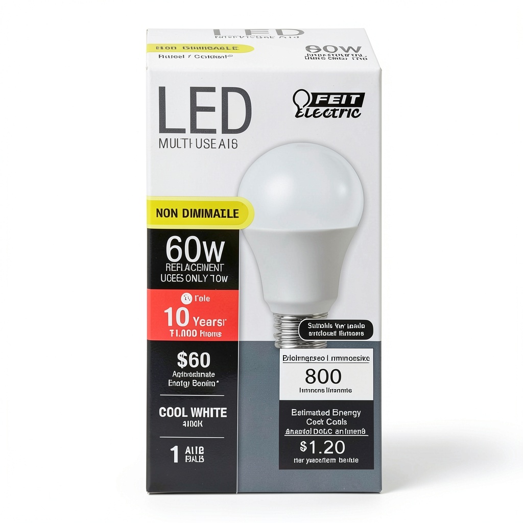 FEIT ELECTRIC A19 LED Bulb illuminating a modern living room