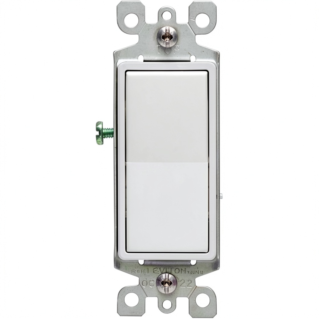 Modern rocker switch installed in a light switch panel