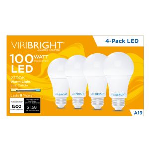 VIRIBRIGHT A19 LED Bulb 100W Non Dimmable Energy Saving-0