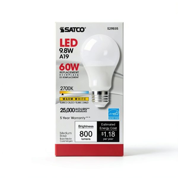 SATCO A19 E26 LED Bulb Warm White 60 Watt Equivalent-1