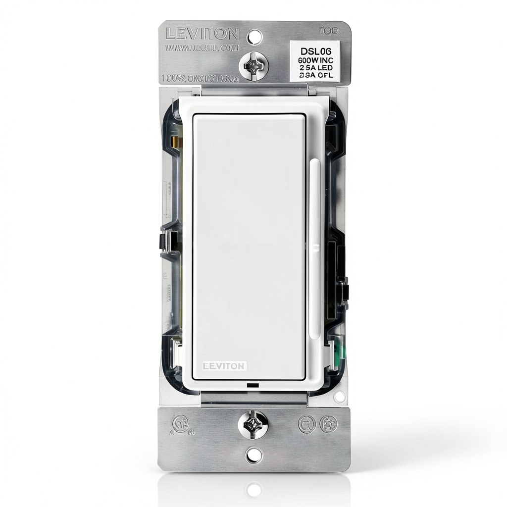 Lutron Decora slide dimmer installed in a modern living room