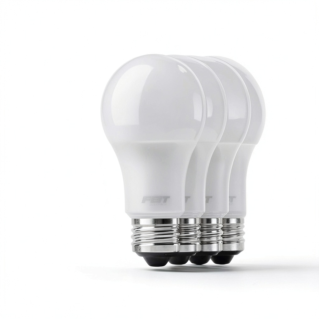 FEIT ELECTRIC LED bulbs illuminating a cozy living room
