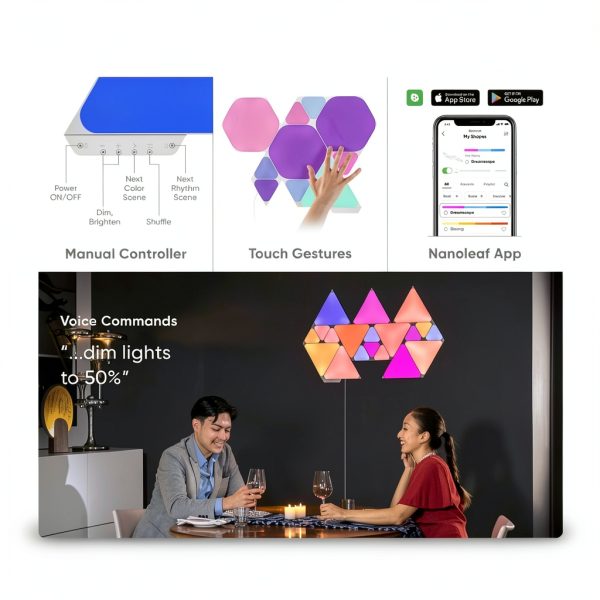 Nanoleaf Shapes Hexagons Smarter Kit 7 Panels Multicolor-4
