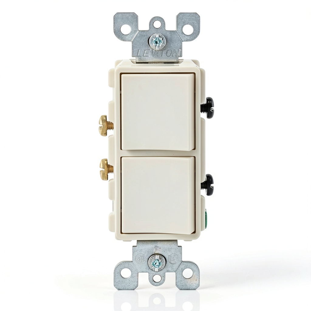 'Leviton Decora combination switch installed in a modern wallbox'
