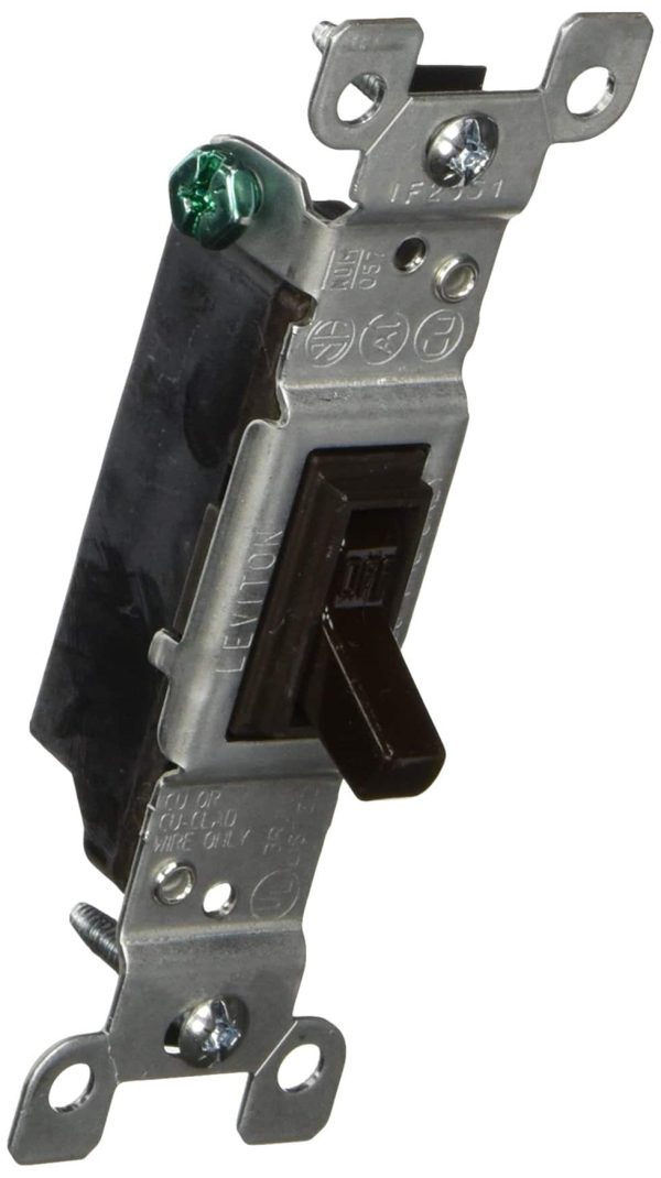 Leviton Framed Grounded Toggle Switch Brown Cafe 15A-0