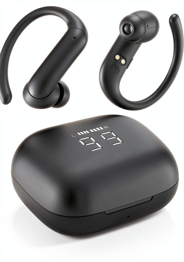 SKRAN Wireless Bluetooth Headphones Ear Hooks LED Display-0