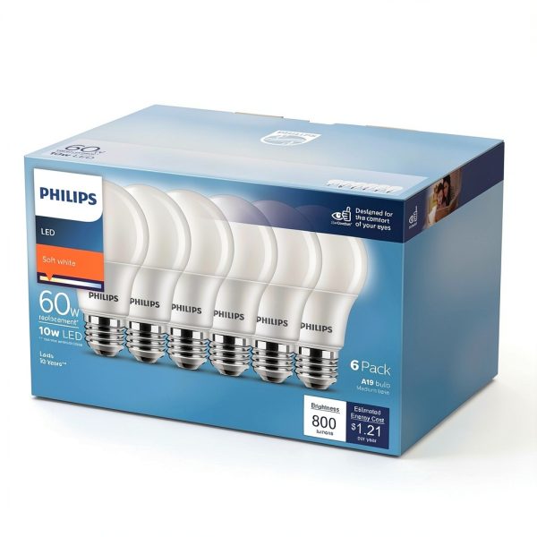 Philips LED Bulb A19 E26 Soft White 6 Pack-1