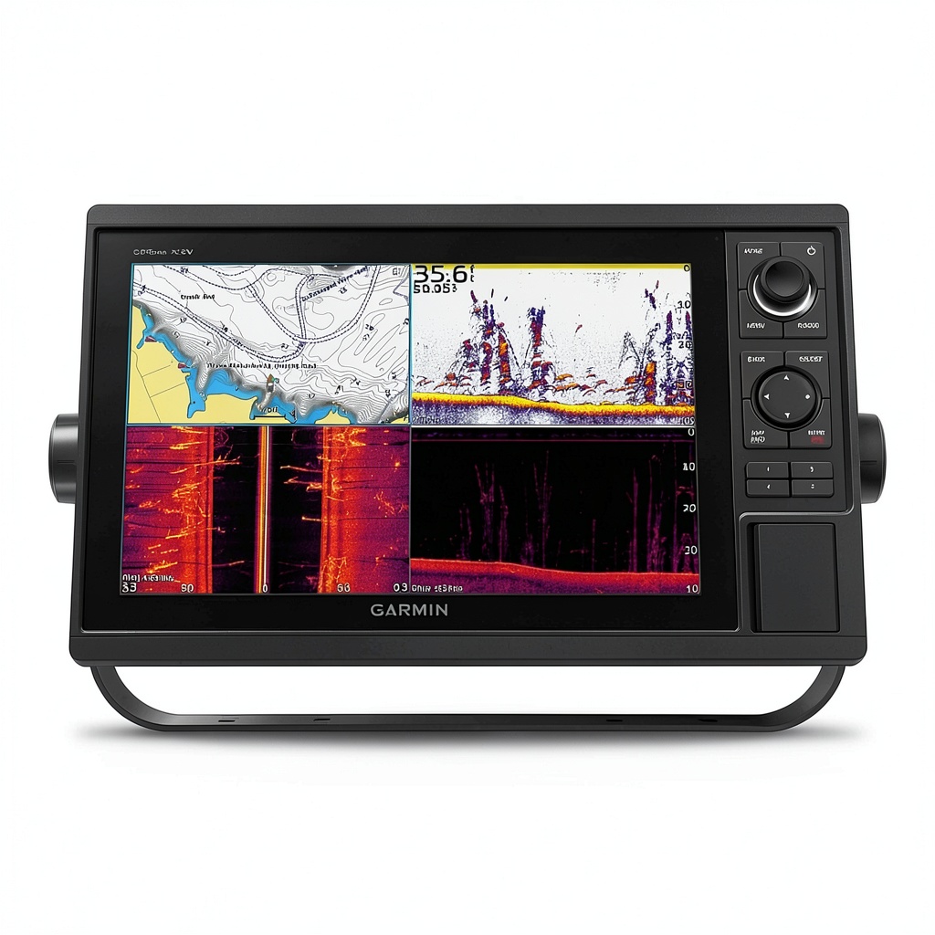 Garmin GPSMAP 1242xsv chartplotter displaying marine navigation data