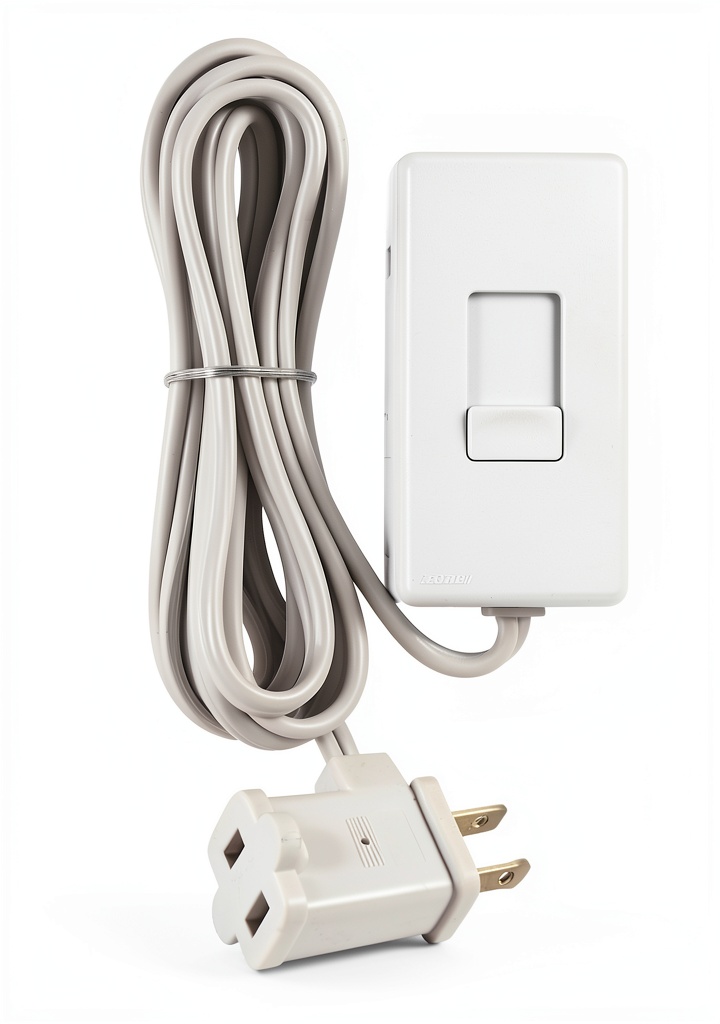 Leviton table-top dimmer plugged into an outlet with a lamp connected