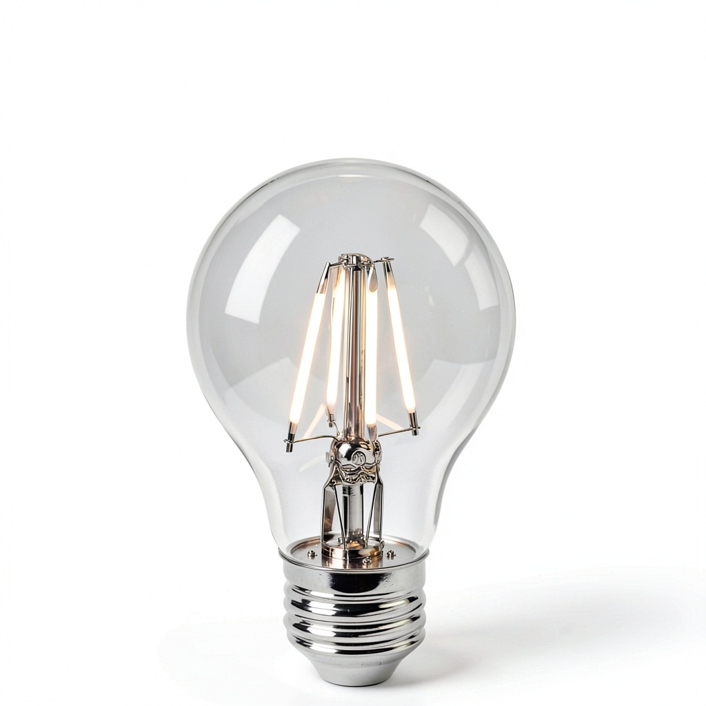 FEIT ELECTRIC Purple Filament LED Bulb illuminating a modern desk setup with purple glow