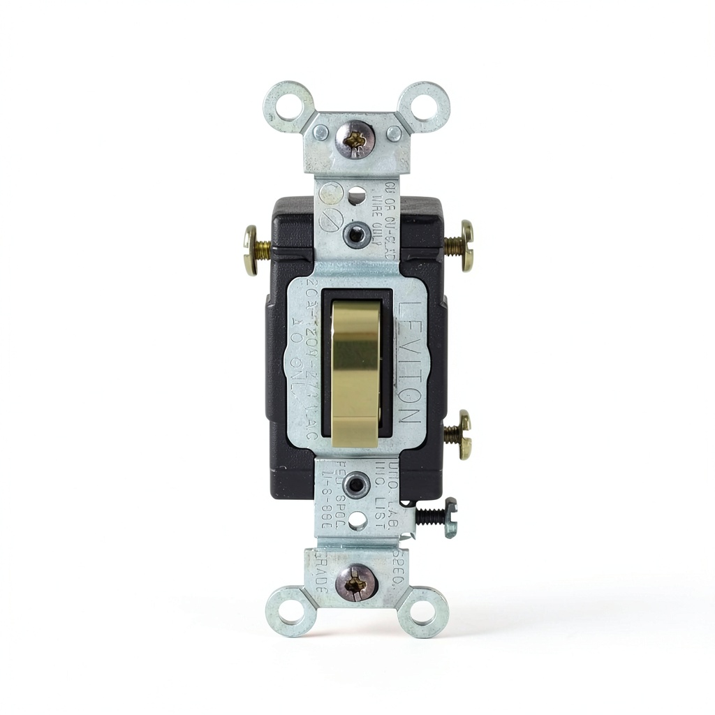 'Leviton 3-way toggle switch installed in a commercial building'