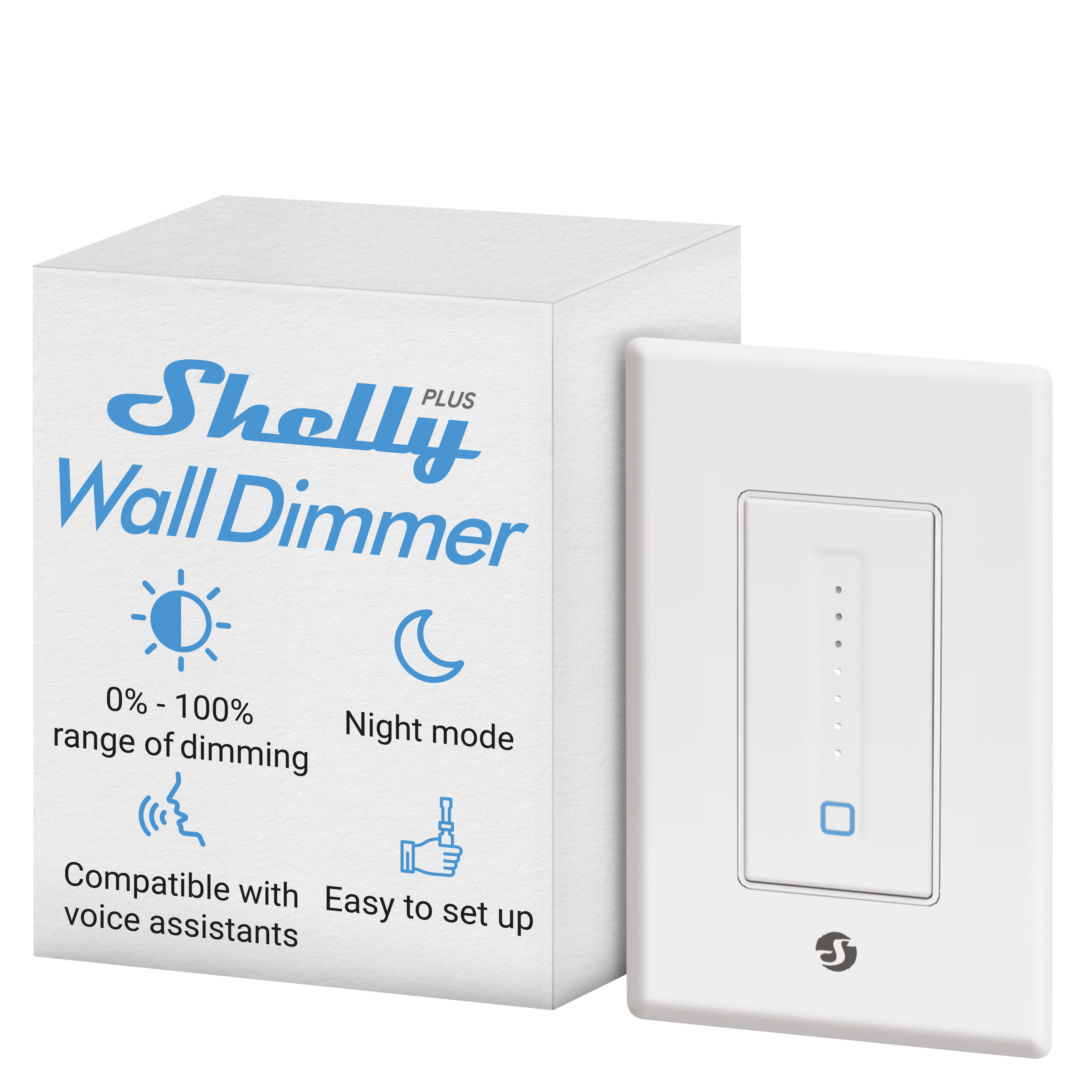 Shelly Plus Wall Dimmer installed in a modern living room