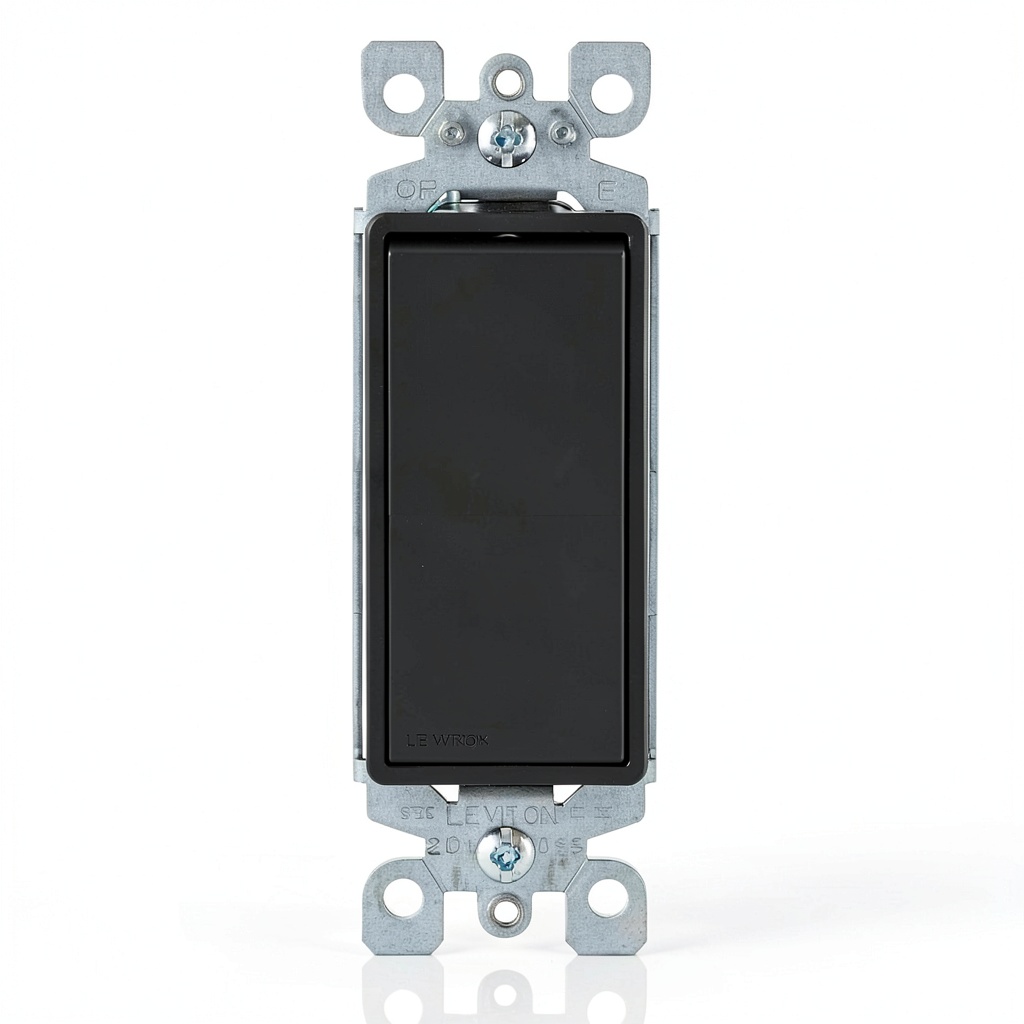 Leviton 5601-2E Decora rocker switch installed in a standard wall plate