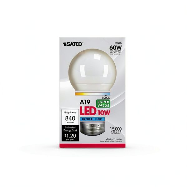 SATCO A19 E26 LED Bulb Natural Light 60 Watt Equivalent-0