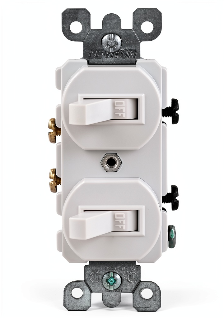 Pavo combo toggle switch installed in a standard wall box