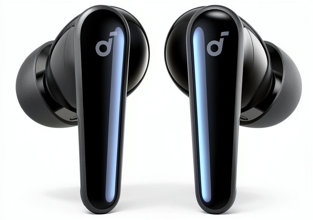 Soundcore Liberty 4 Pro earbuds in Glossy Black with charging case