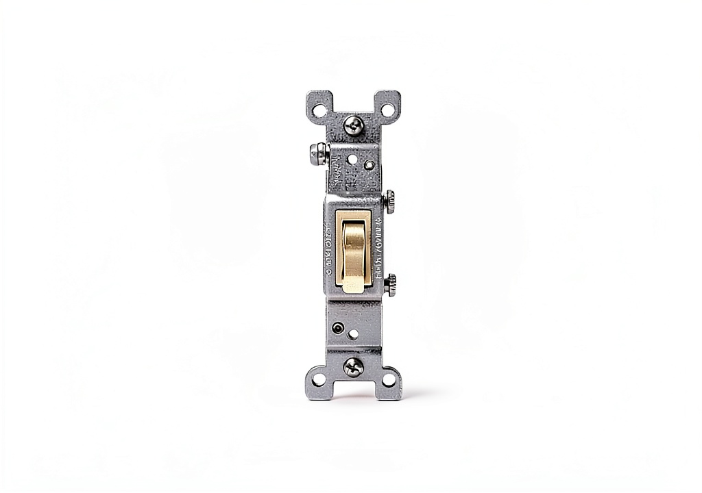 'Leviton grounding quiet toggle switch installed in a standard electrical box'