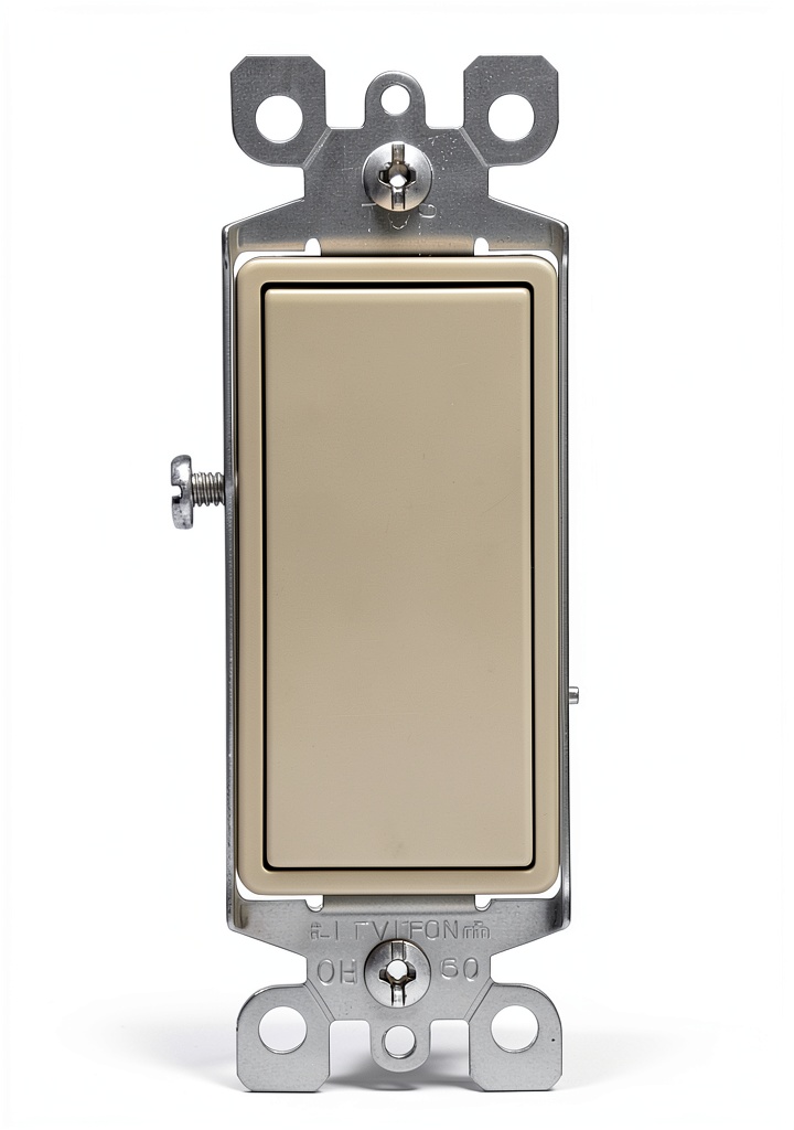 Decora rocker switch installed in a standard wallplate showing dust shield design