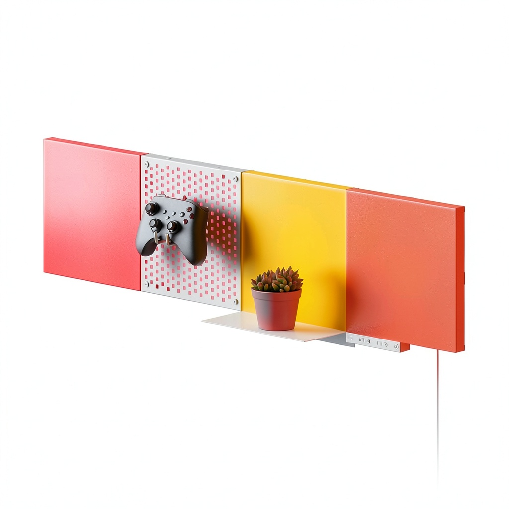 Nanoleaf Blocks Combo installed on a living room wall with vibrant color effects