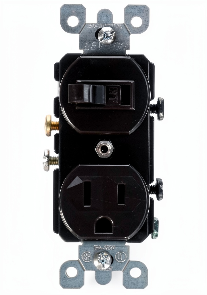 Leviton 5225 installed in a standard wallbox with wiring connections visible
