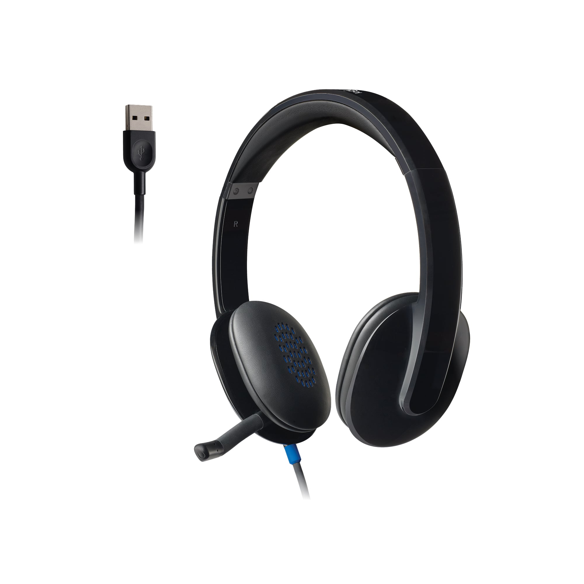 Logitech H540 headset showing on-ear design and microphone