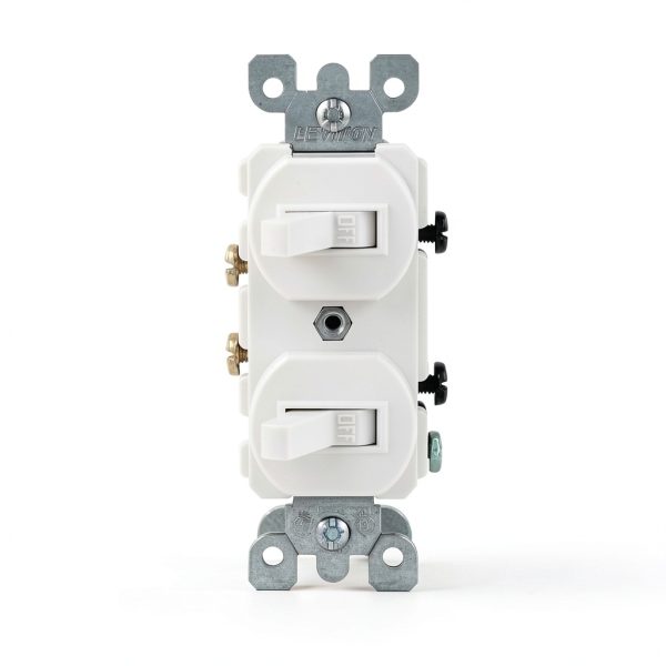 Leviton AC Quiet Switch Duplex Toggle 15A 120V 5224-2W-0
