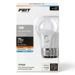Feit LED Bulb Adjustable White A19 E26 75 Watt 4 Pack-0