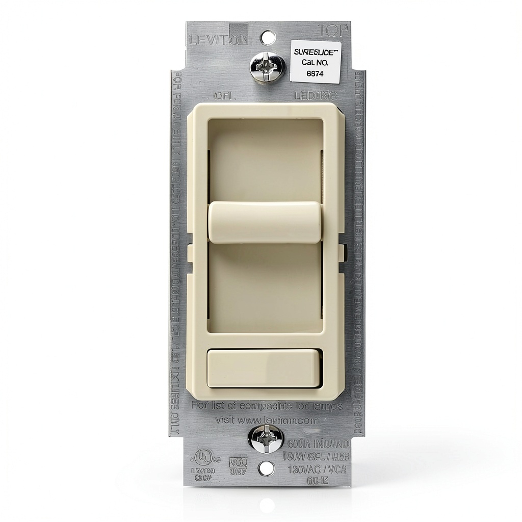 Lutron SureSlide dimmer switch installed in a modern living room