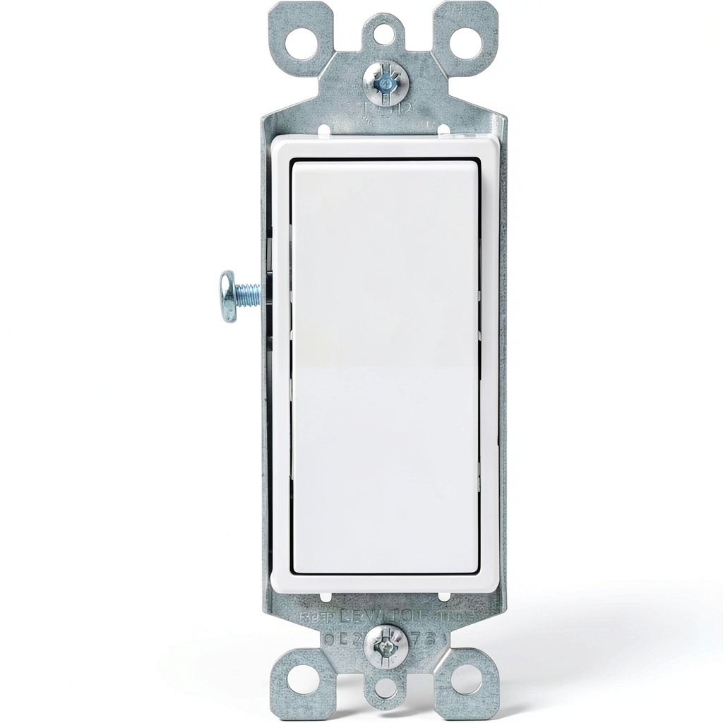 Decora rocker switch installed in a standard wallplate showing dust protection features