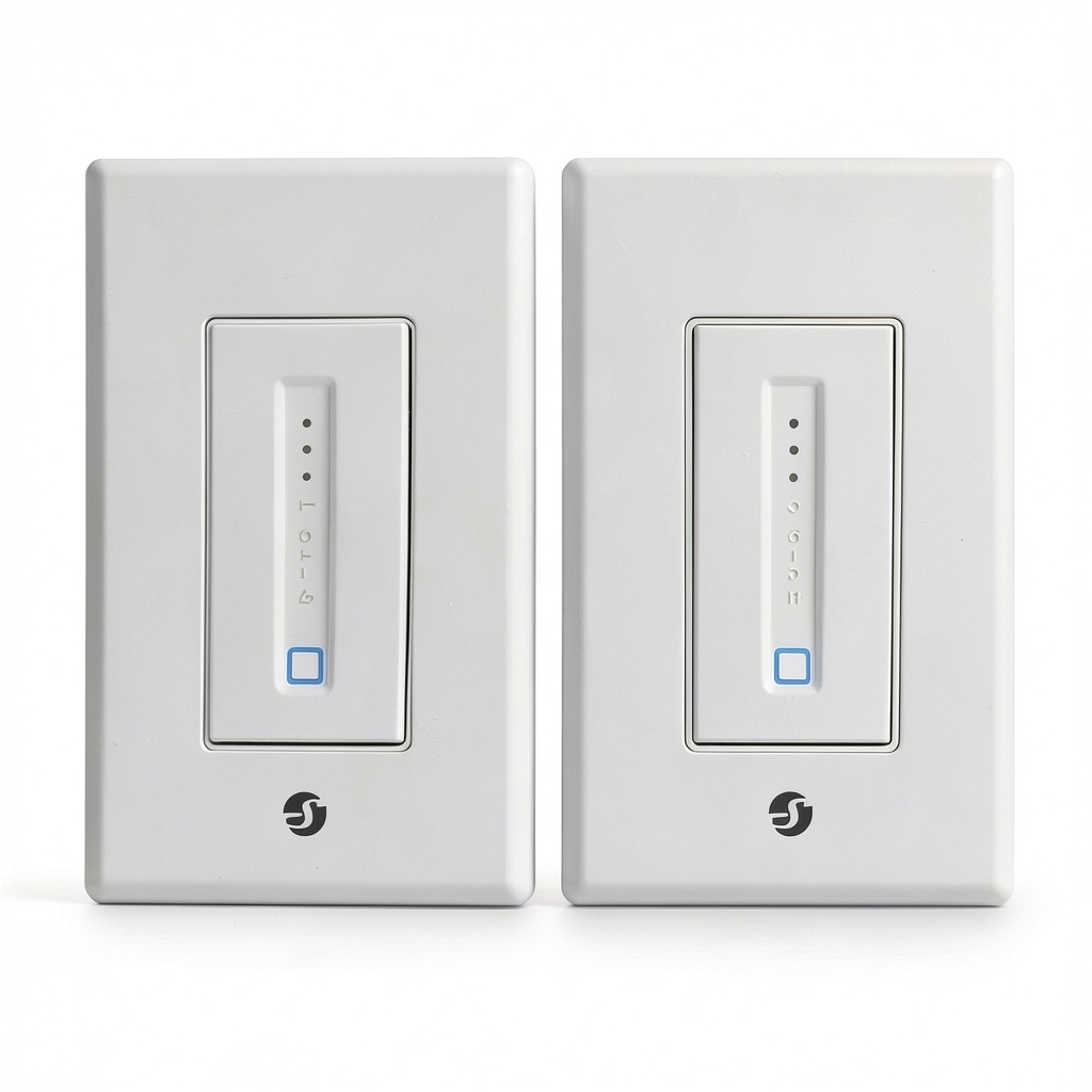 Shelly Plus Wall Dimmer installed in a modern living room setting