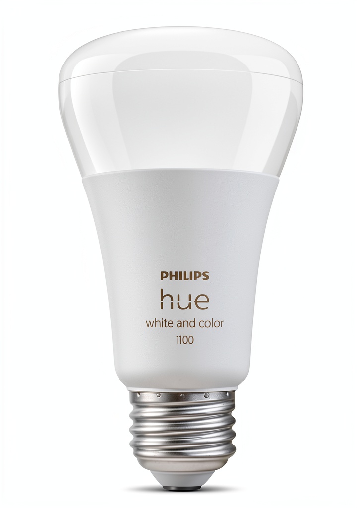 Philips Hue A19 Starter Kit illuminating a modern living room