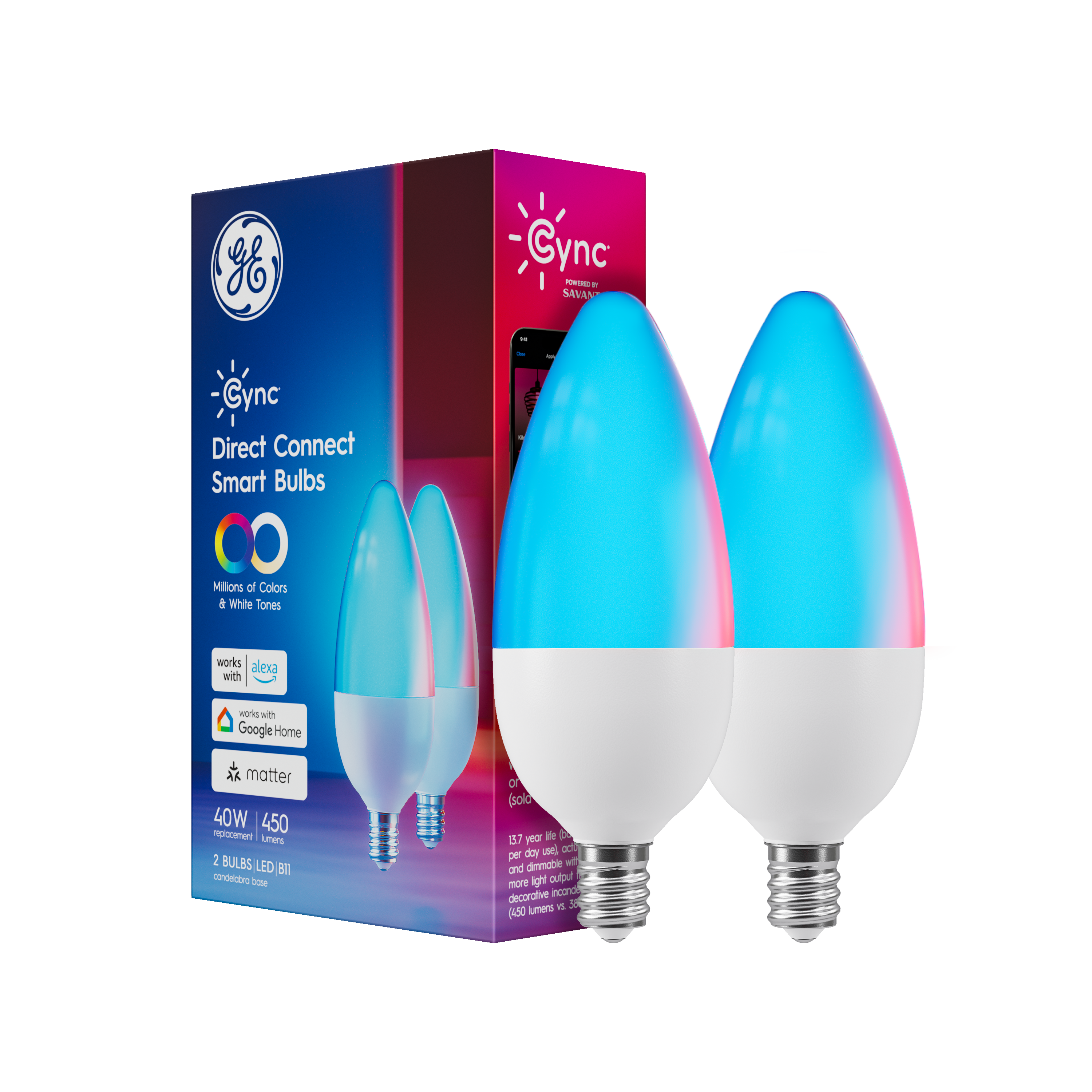 Cync Smart LED Bulb illuminating a living room with vibrant colors