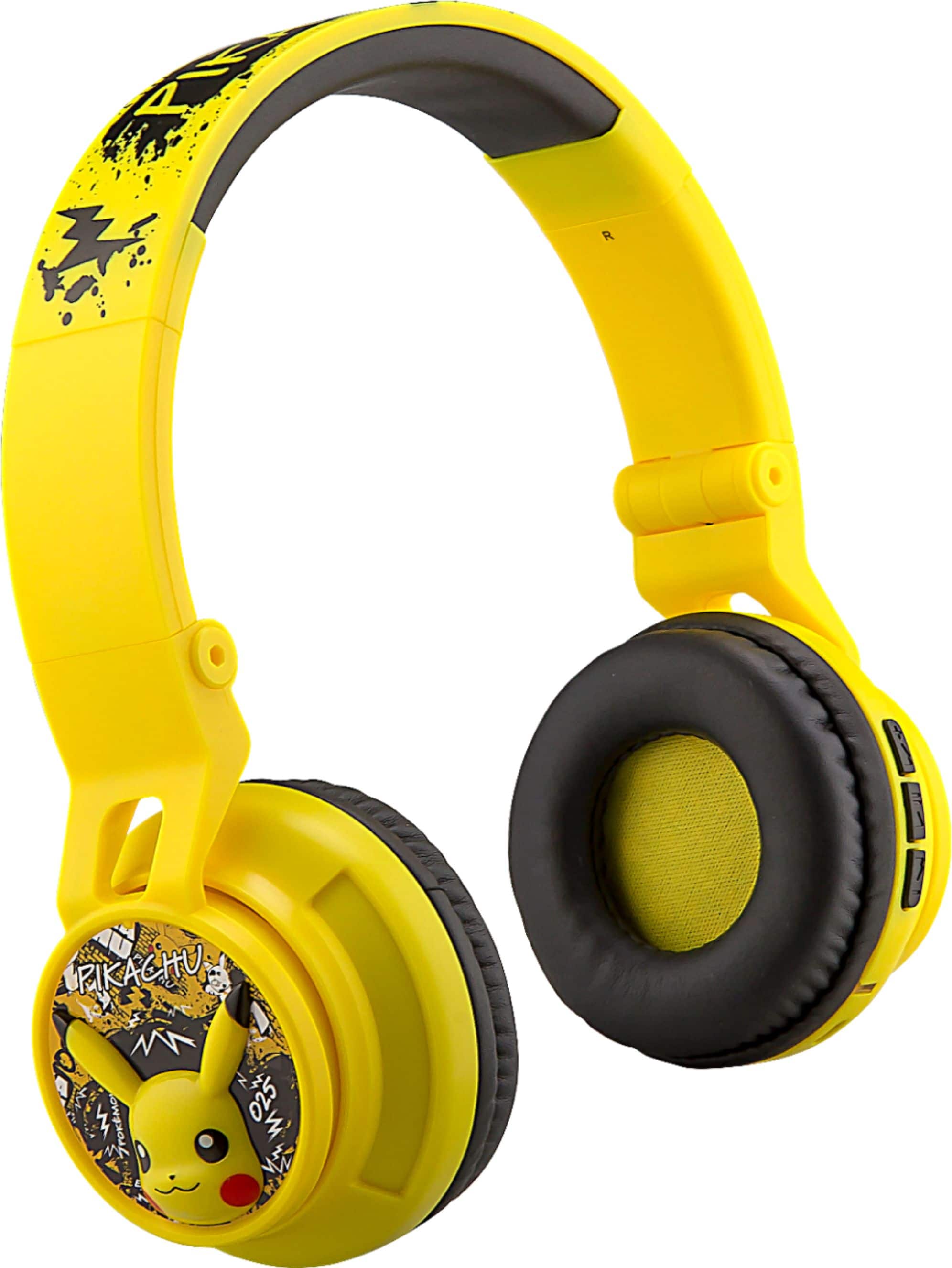 eKids Pokemon Pikachu headphones being worn by a child