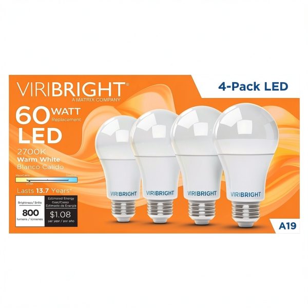Viribright A19 LED Bulb Dimmable 60W Warm White-1