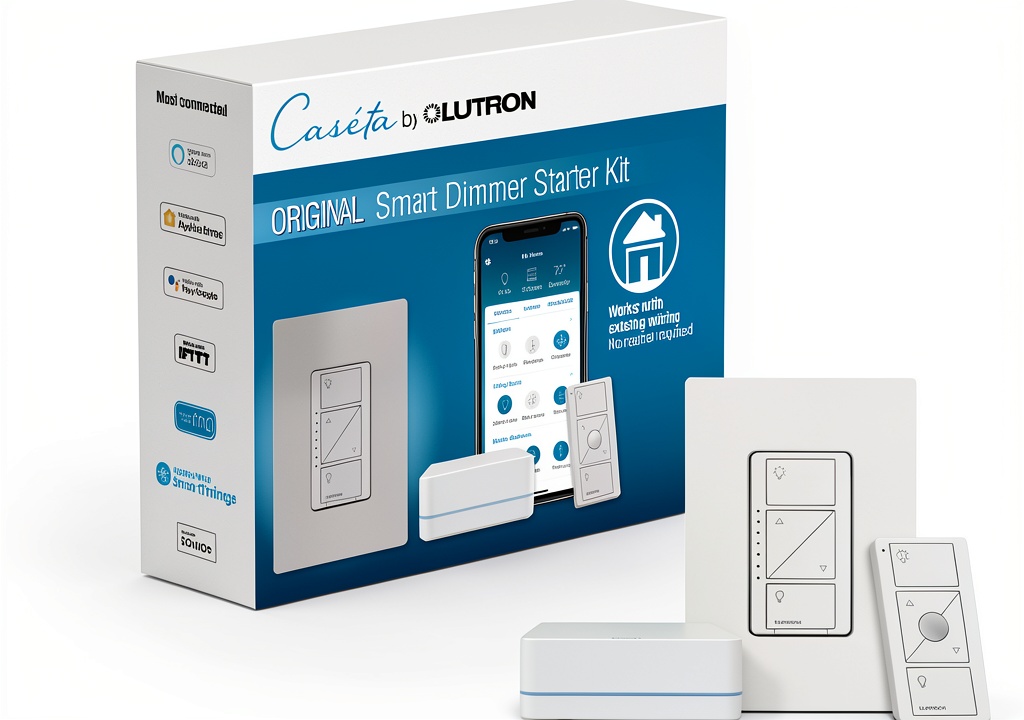 Caseta wireless dimmer kit installed in a modern living room