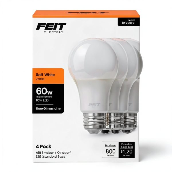 FEIT ELECTRIC LED Bulb Soft White 60W Equivalent 4 Pack-0