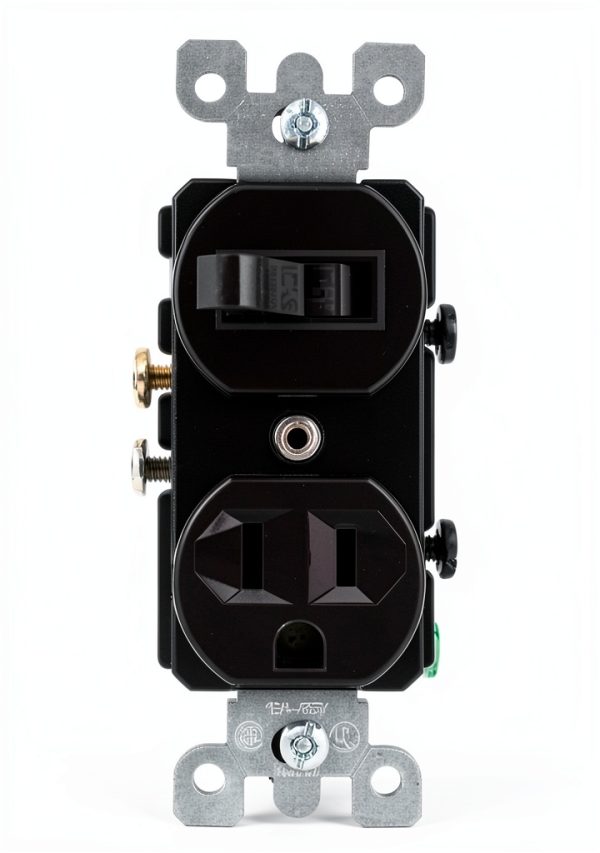 Pavo AC Quiet Switch Receptacle Brown 15A 120V Electrical-0