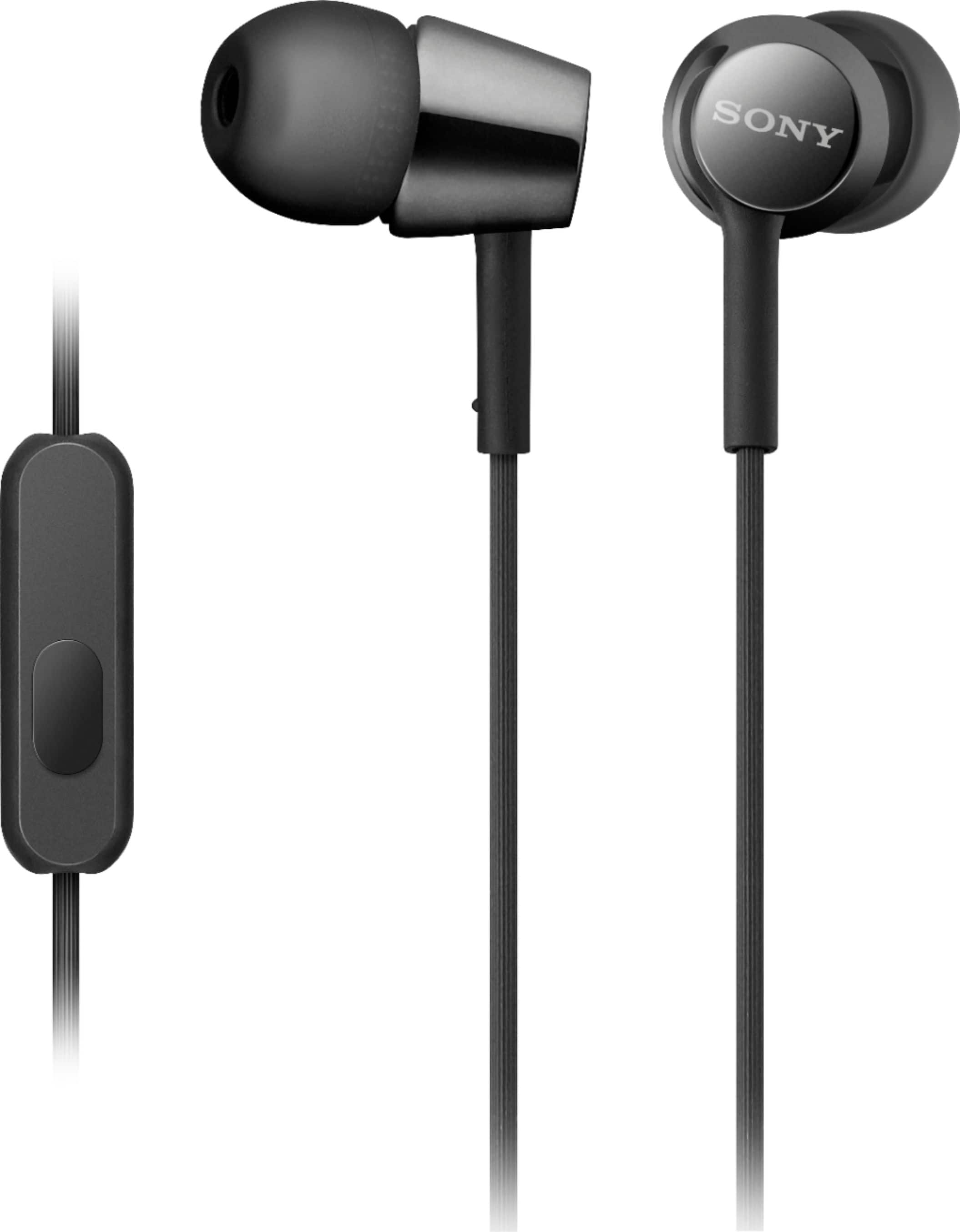 Sony EX155AP headphones in black with tangle-free cable