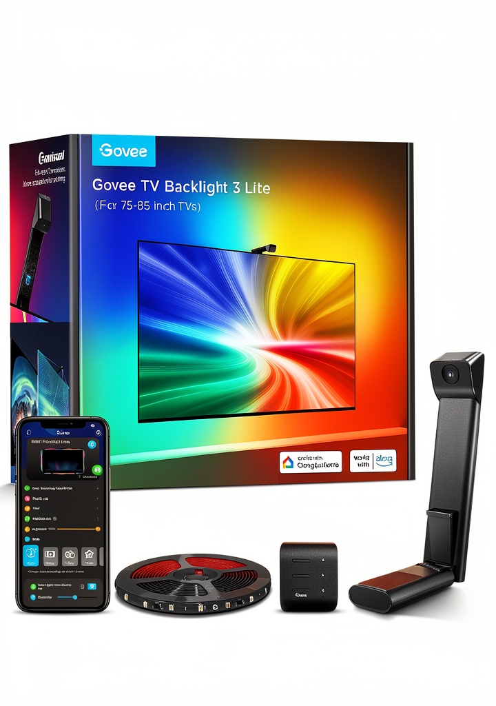 Govee TV Backlight 3 Lite installed on a flat-screen TV showing vibrant colors