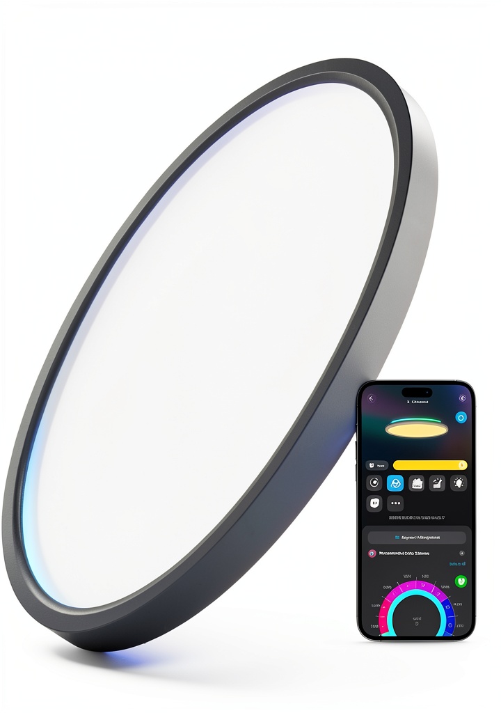 Govee Smart Ceiling Light illuminating a modern living room