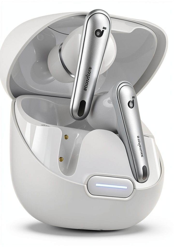 Soundcore Liberty 4 NC earbuds in use with adaptive noise cancellation active