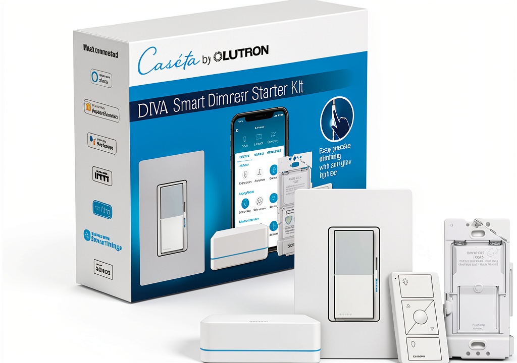 Lutron Diva smart dimmer switch installed in a modern home setting