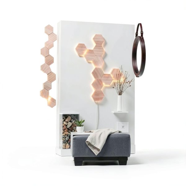 Nanoleaf Elements Hexagons Smarter Kit Wood Look Panels-3