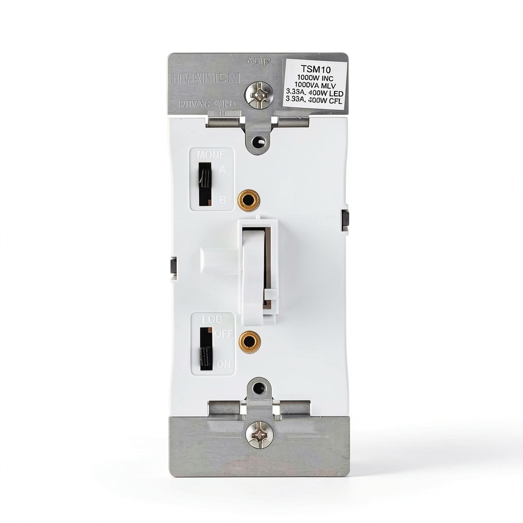 Leviton Toggle Slide Dimmer installed in a traditional wall setting
