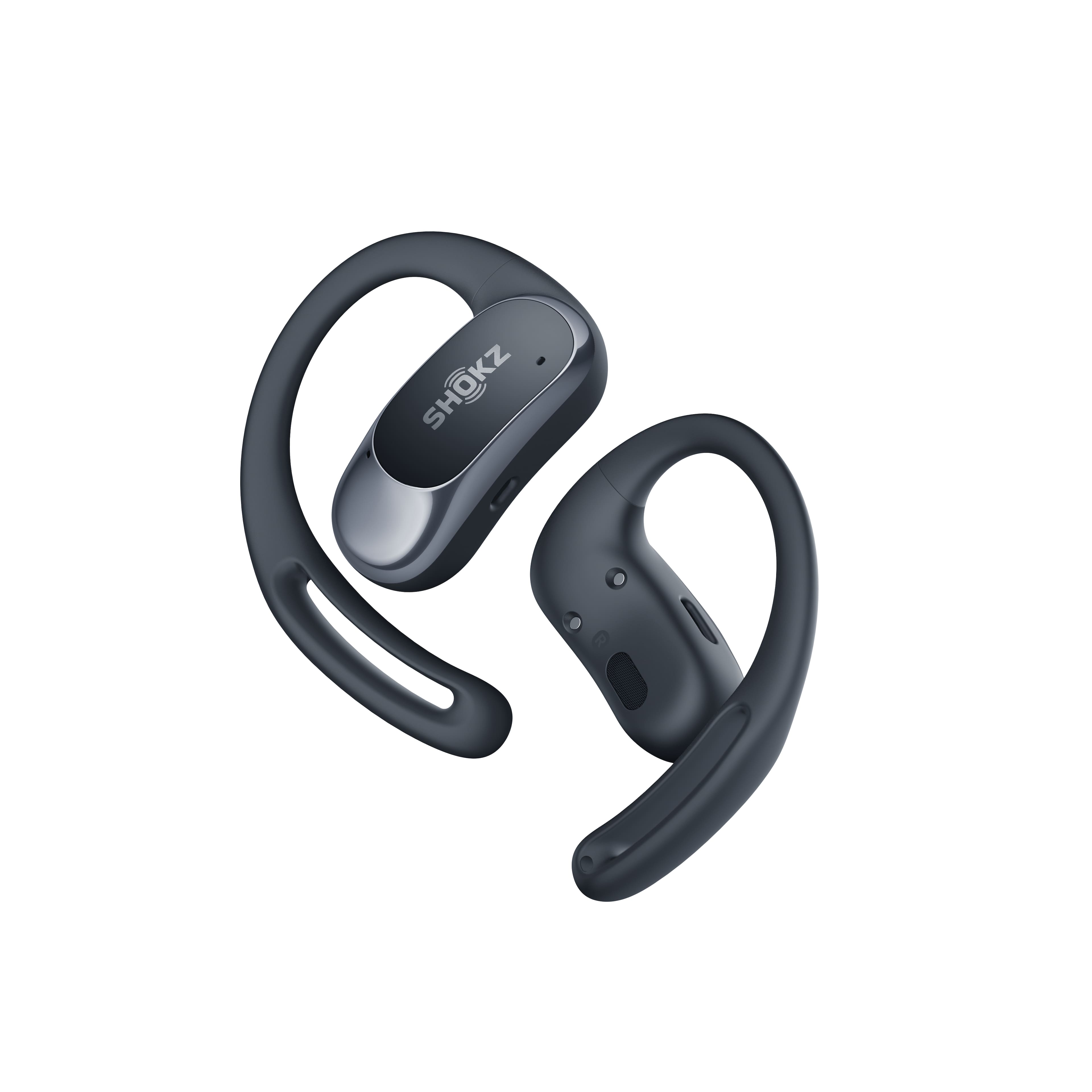 Shokz OpenFit Air Black earbuds in use during a run