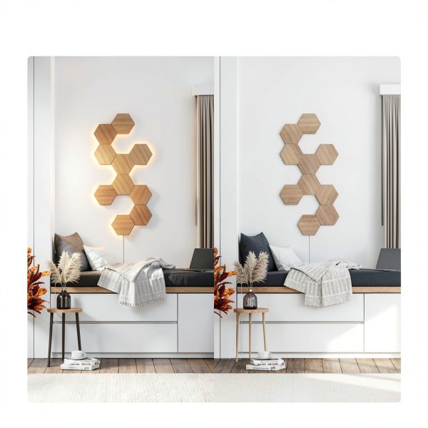 Nanoleaf Elements Hexagons Smarter Kit Wood Look Panels-2