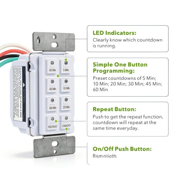 BN-LINK Digital Wall Timer Switch Countdown Energy Saving-3