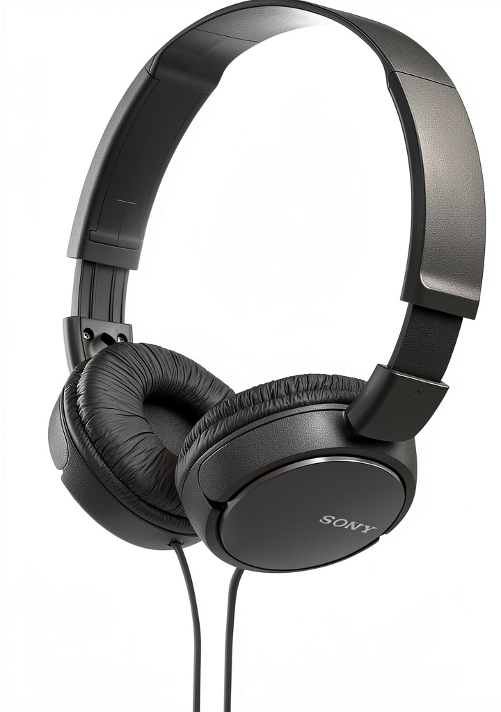 Sony ZX Series headphones in black and white colors displayed on a table
