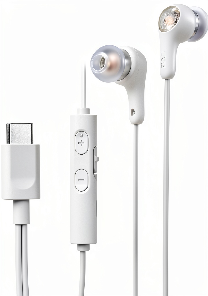 JVC Gumy Connect headphones with USB-C cable and ear tips displayed
