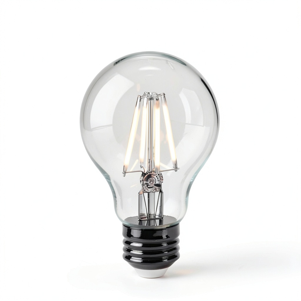 FEIT ELECTRIC Filament A19 LED Bulb glowing blue in a table lamp
